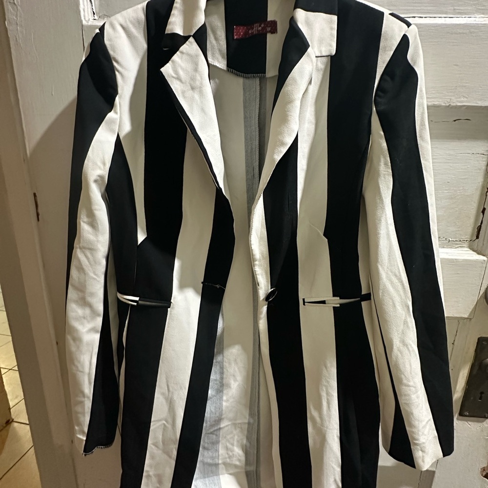 Black and White Striped Women's Blazer